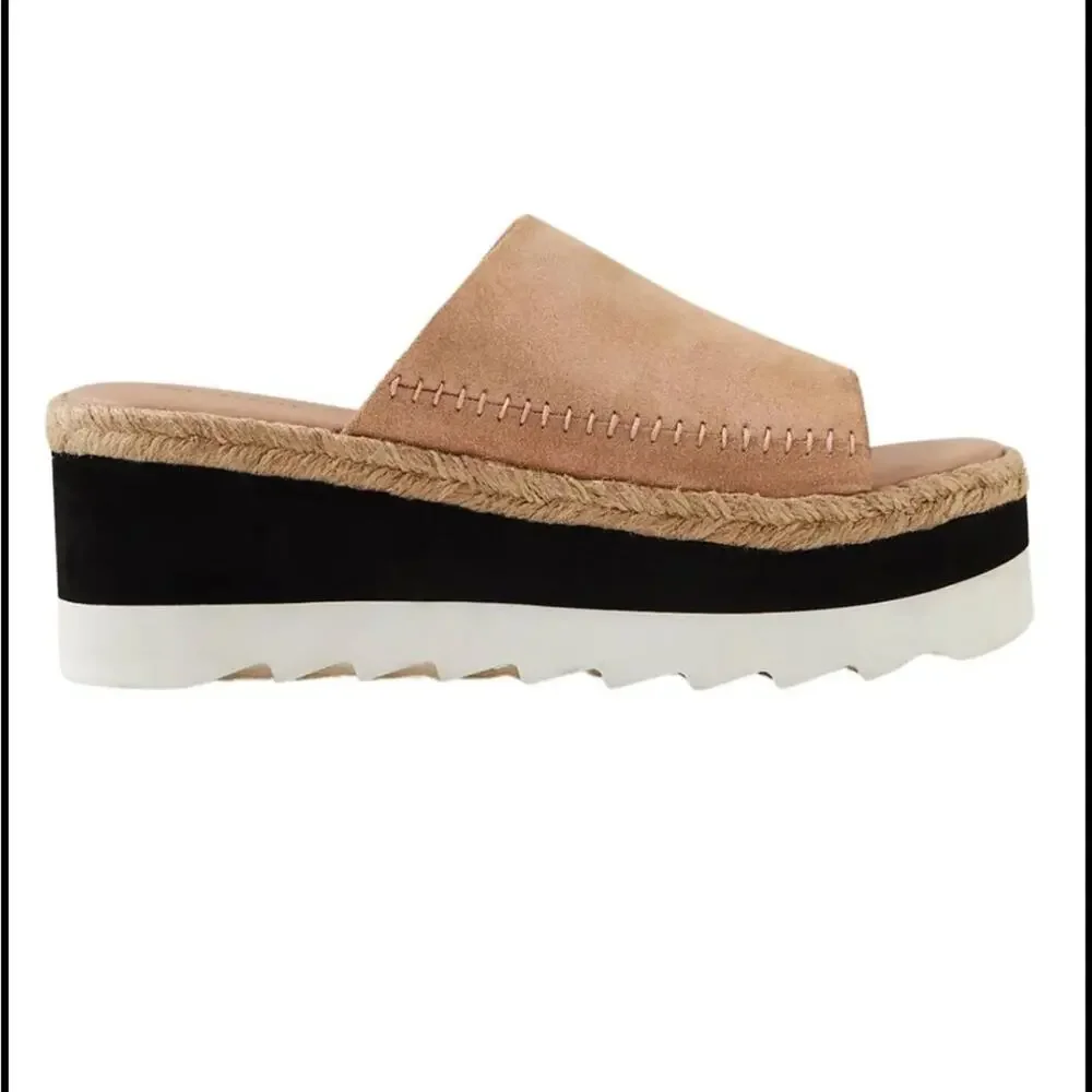 Free People Santorini Espadrille Sandal Slides Slip On Suede Leather Platform